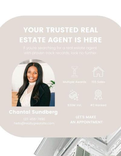 real estate agent advertisement with headshot